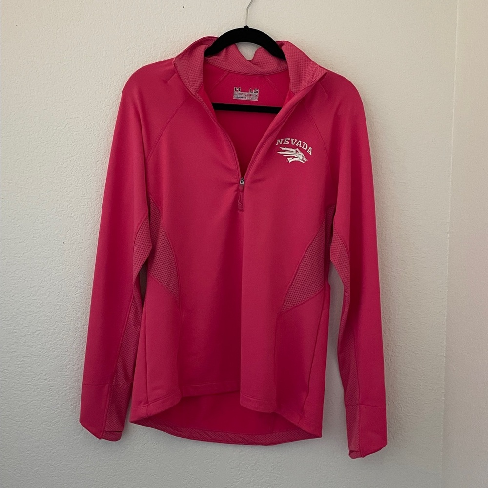 Under Armour Pink Semi-Fitted ColdGear Top Sise L Nevada Wolf Pack